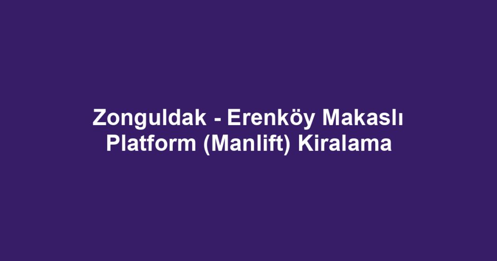 Zonguldak - Erenköy Makaslı Platform (Manlift) Kiralama