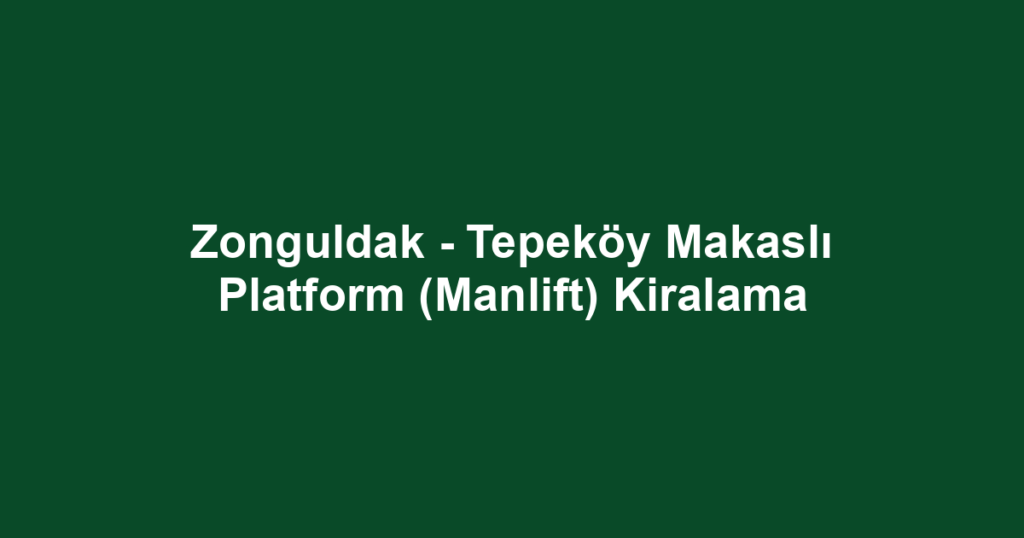 Zonguldak - Tepeköy Makaslı Platform (Manlift) Kiralama