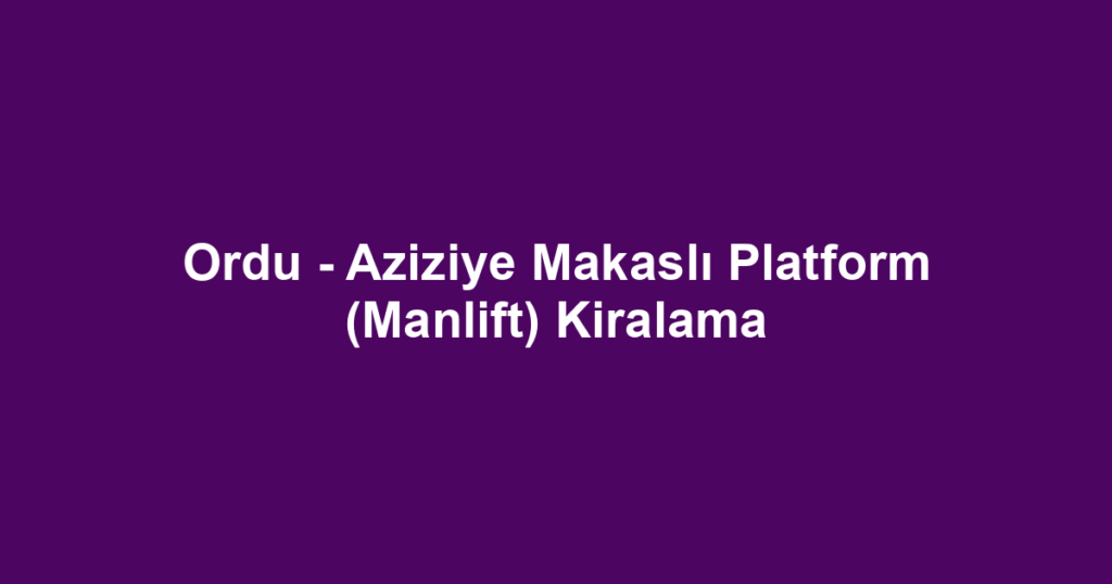 Ordu - Aziziye Makaslı Platform (Manlift) Kiralama