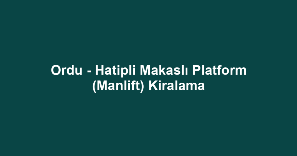 Ordu - Hatipli Makaslı Platform (Manlift) Kiralama
