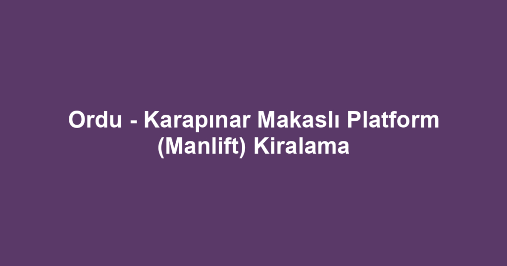 Ordu - Karapınar Makaslı Platform (Manlift) Kiralama