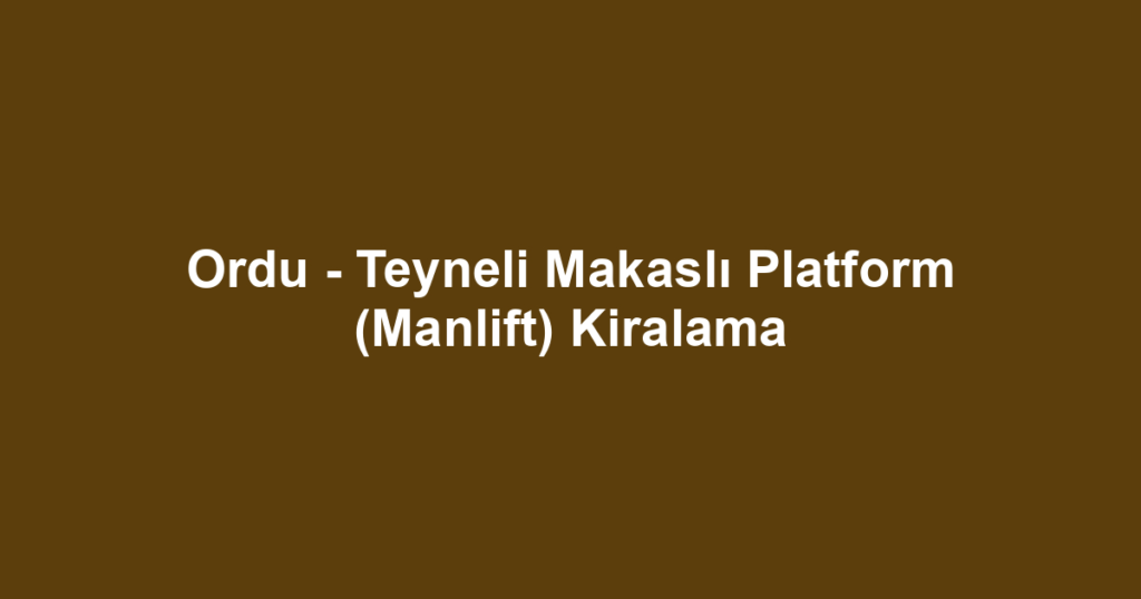 Ordu - Teyneli Makaslı Platform (Manlift) Kiralama