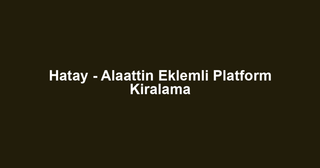 Hatay - Alaattin Eklemli Platform Kiralama