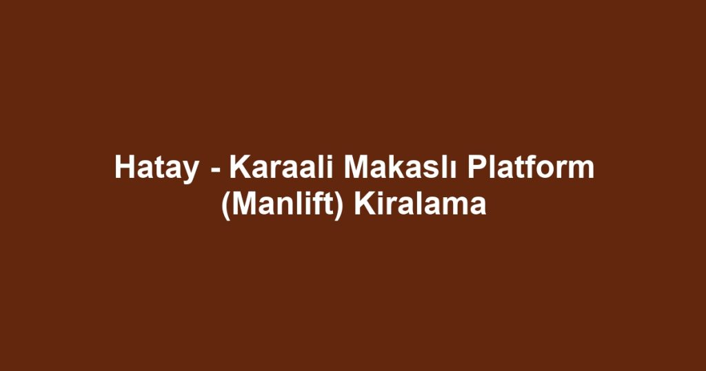 Hatay - Karaali Makaslı Platform (Manlift) Kiralama