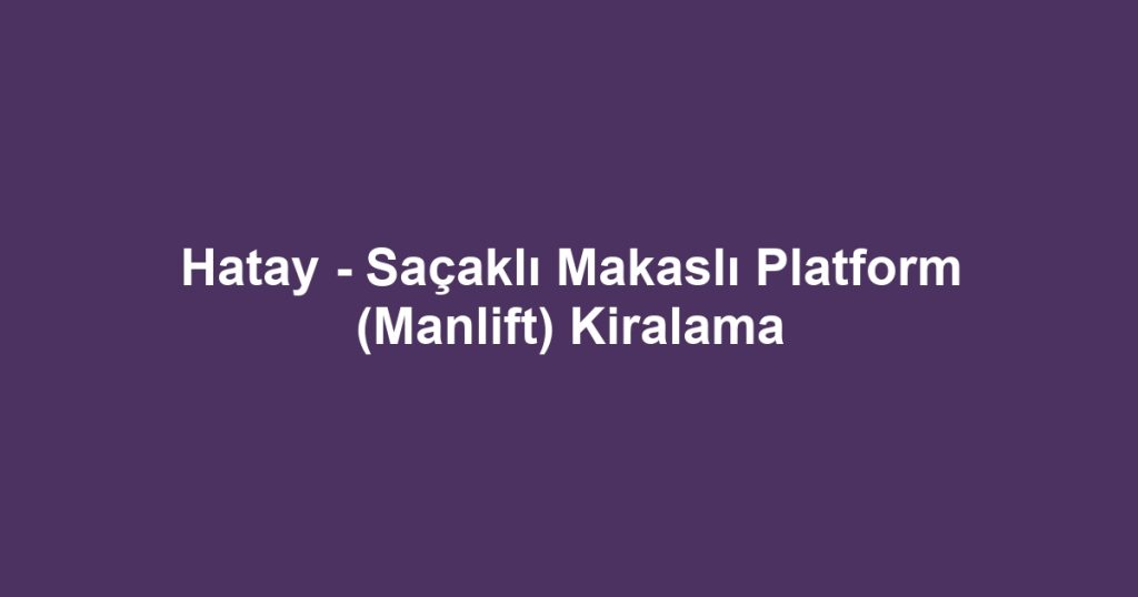 Hatay - Saçaklı Makaslı Platform (Manlift) Kiralama