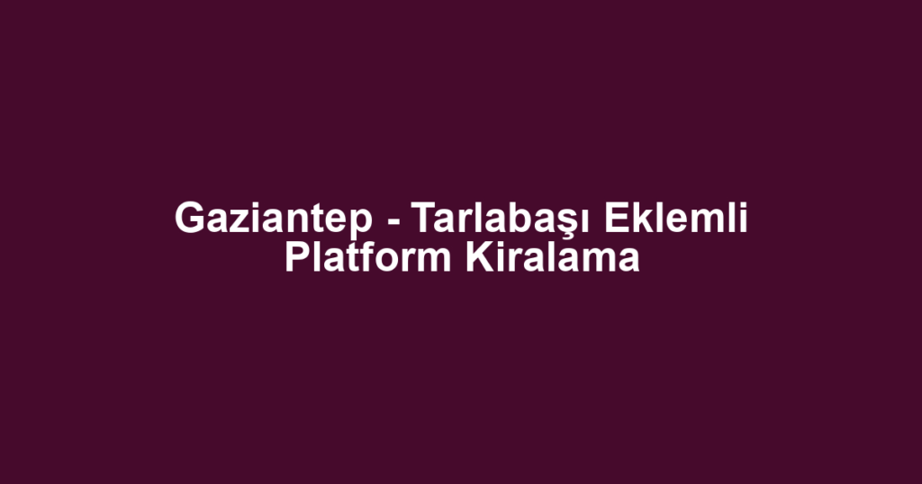 Gaziantep - Tarlabaşı Eklemli Platform Kiralama