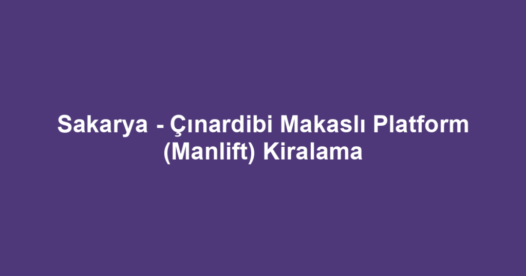 Sakarya - Çınardibi Makaslı Platform (Manlift) Kiralama