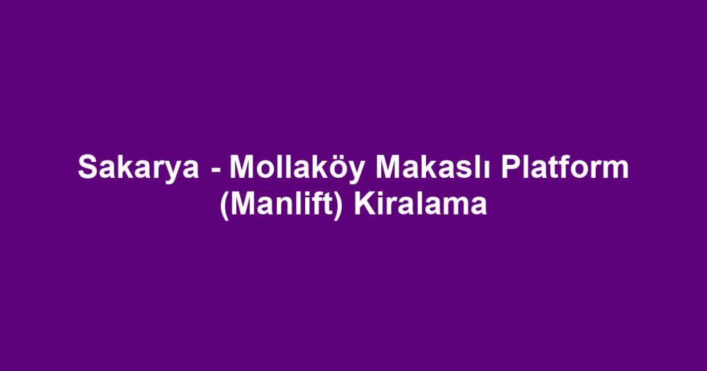 Sakarya - Mollaköy Makaslı Platform (Manlift) Kiralama