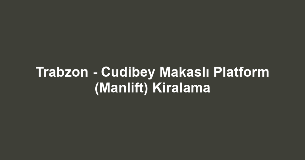 Trabzon - Cudibey Makaslı Platform (Manlift) Kiralama