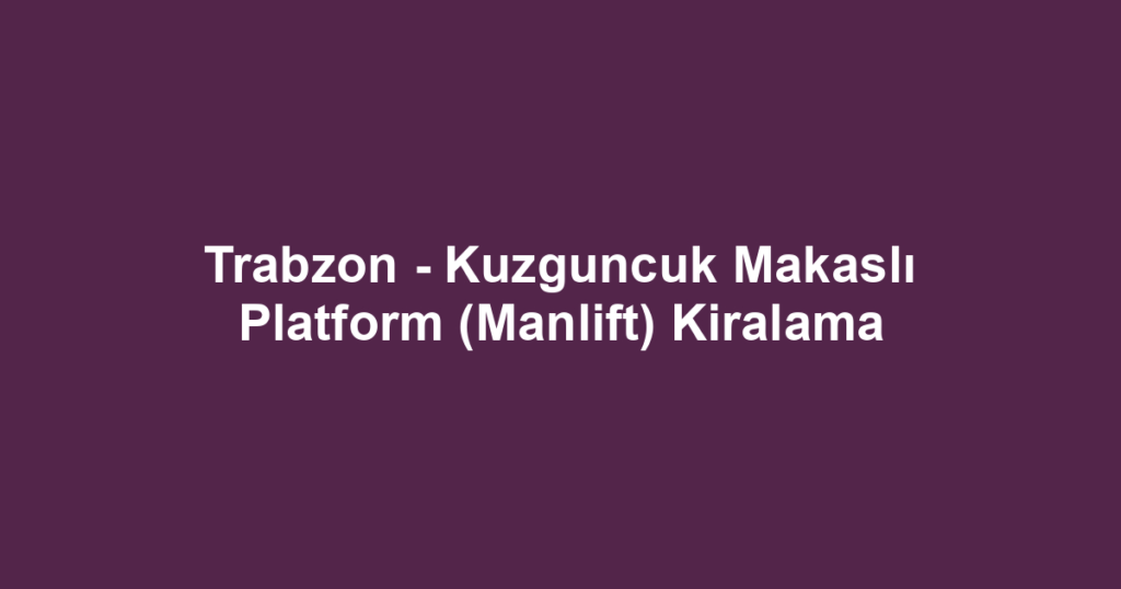 Trabzon - Kuzguncuk Makaslı Platform (Manlift) Kiralama