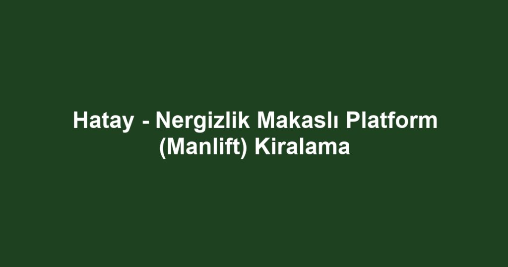 Hatay - Nergizlik Makaslı Platform (Manlift) Kiralama
