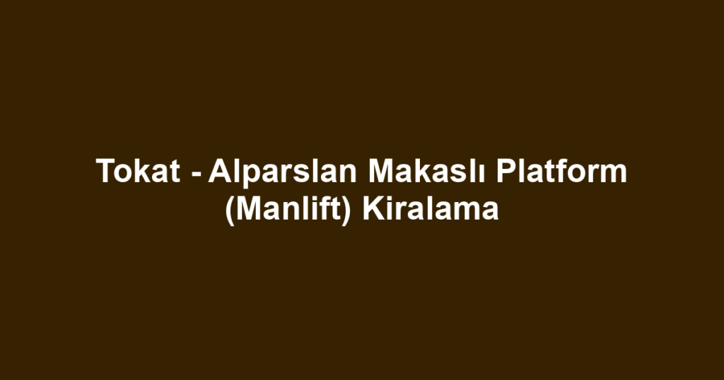 Tokat - Alparslan Makaslı Platform (Manlift) Kiralama