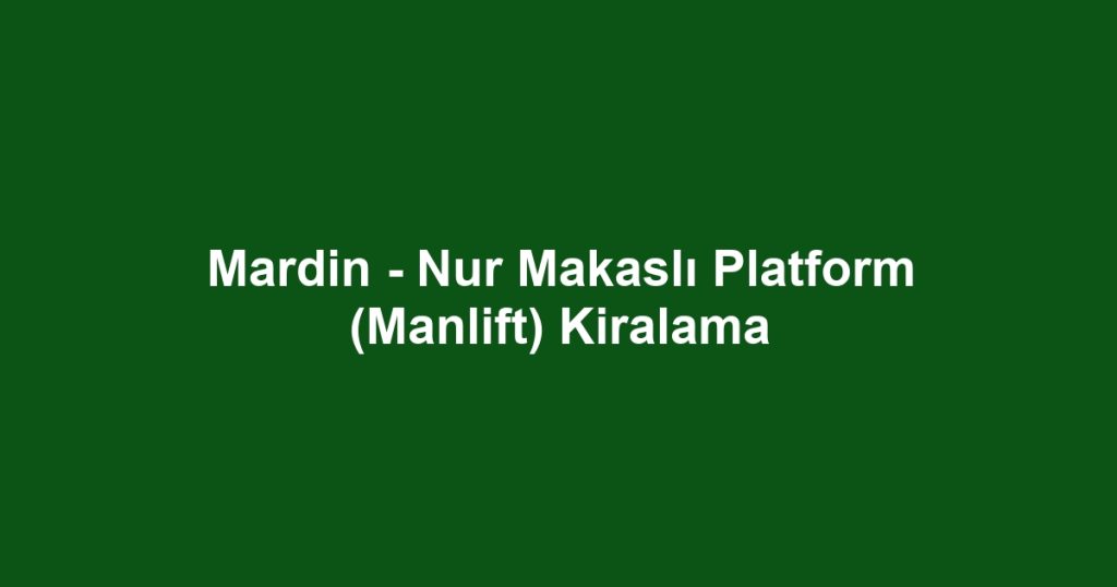Mardin - Nur Makaslı Platform (Manlift) Kiralama