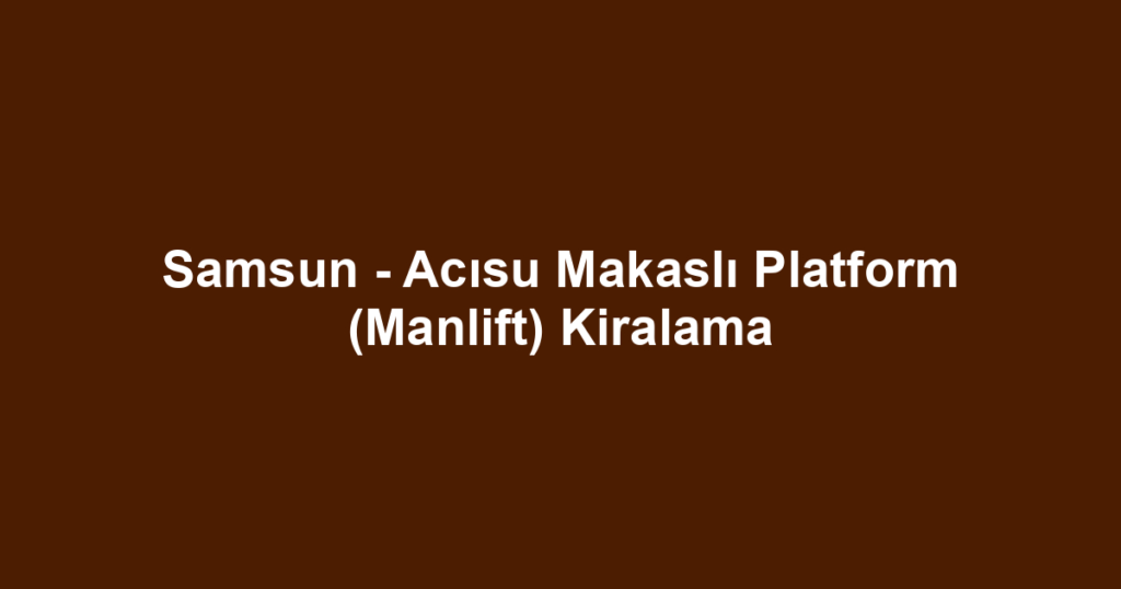 Samsun - Acısu Makaslı Platform (Manlift) Kiralama
