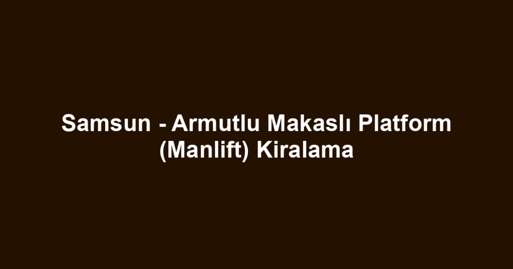Samsun - Armutlu Makaslı Platform (Manlift) Kiralama