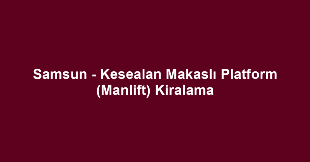Samsun - Kesealan Makaslı Platform (Manlift) Kiralama