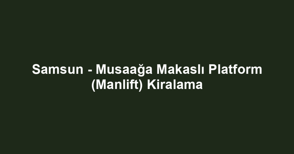 Samsun - Musaağa Makaslı Platform (Manlift) Kiralama