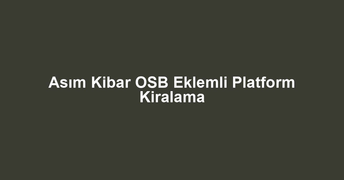 Asım Kibar OSB Eklemli Platform Kiralama