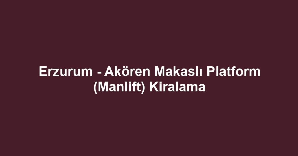 Erzurum - Akören Makaslı Platform (Manlift) Kiralama