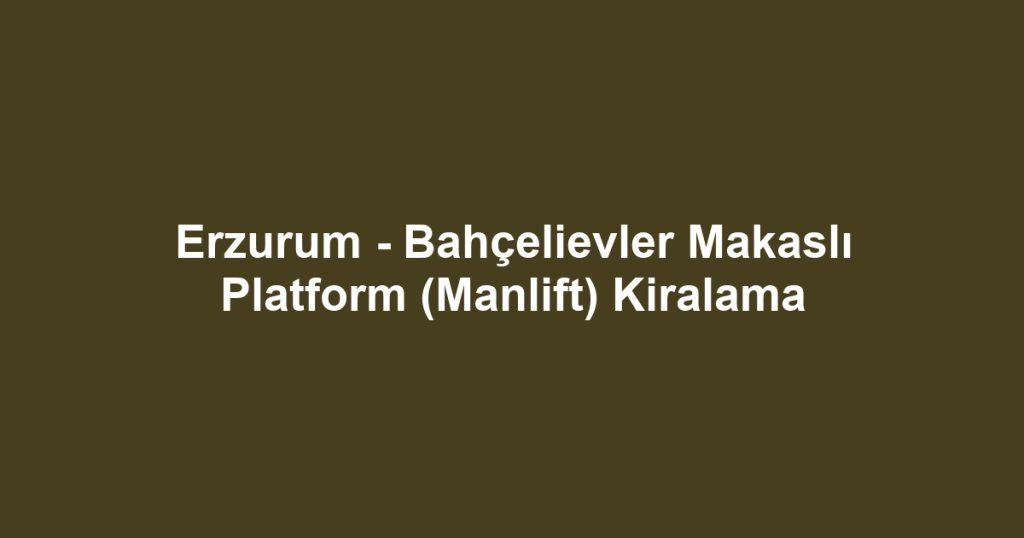 Erzurum - Bahçelievler Makaslı Platform (Manlift) Kiralama