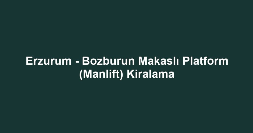Erzurum - Bozburun Makaslı Platform (Manlift) Kiralama