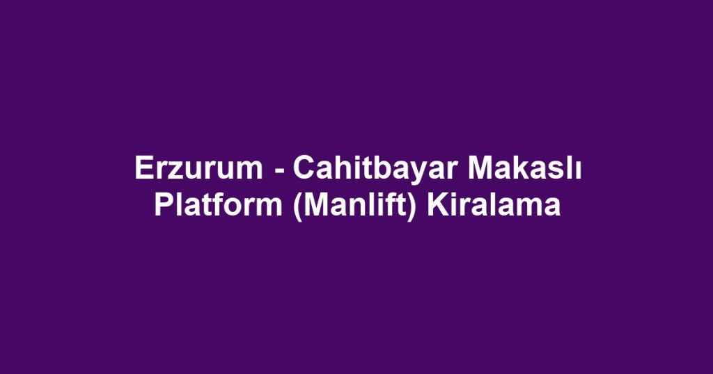 Erzurum - Cahitbayar Makaslı Platform (Manlift) Kiralama
