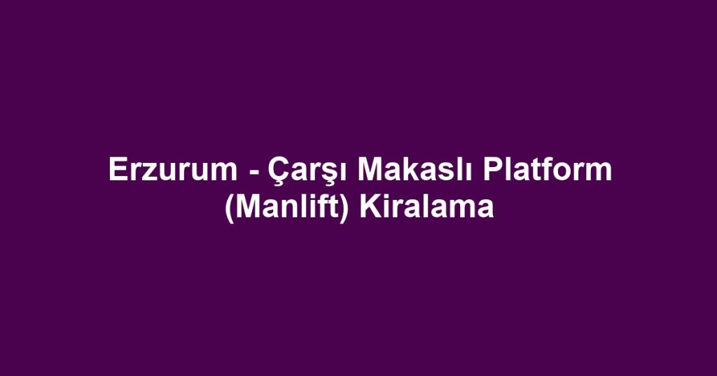 Erzurum - Çarşı Makaslı Platform (Manlift) Kiralama