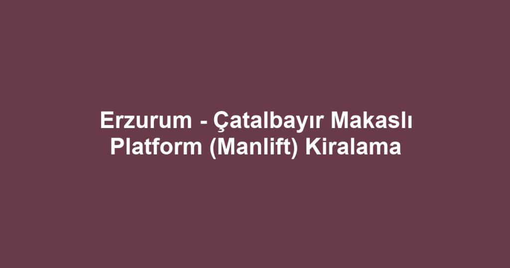 Erzurum - Çatalbayır Makaslı Platform (Manlift) Kiralama