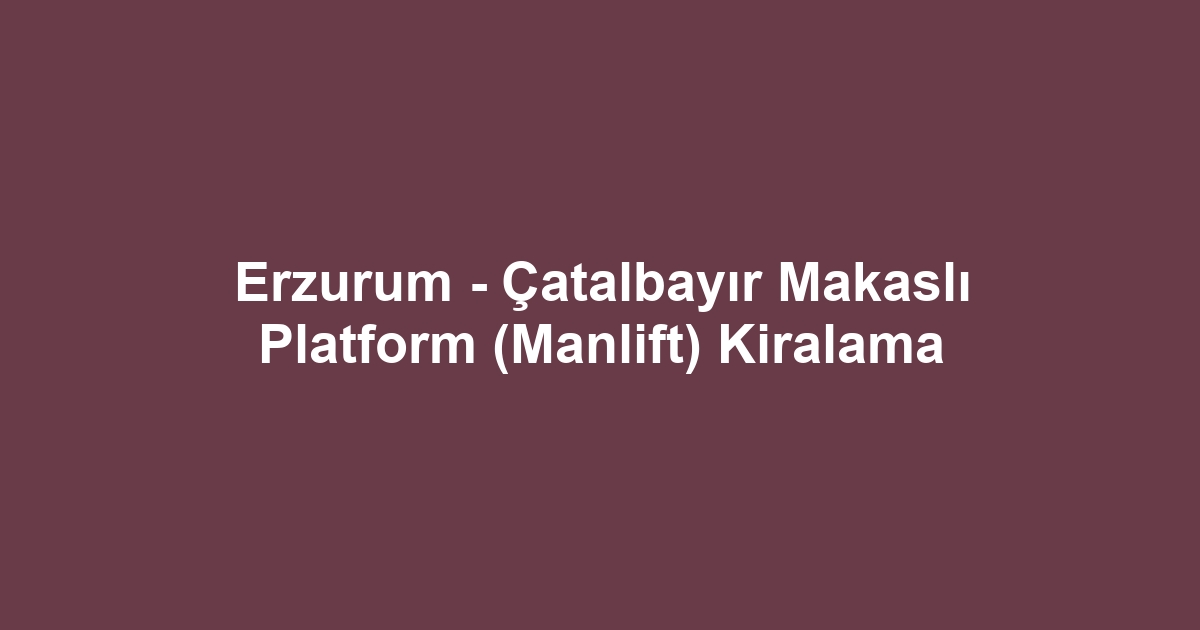 Erzurum - Çatalbayır Makaslı Platform (Manlift) Kiralama