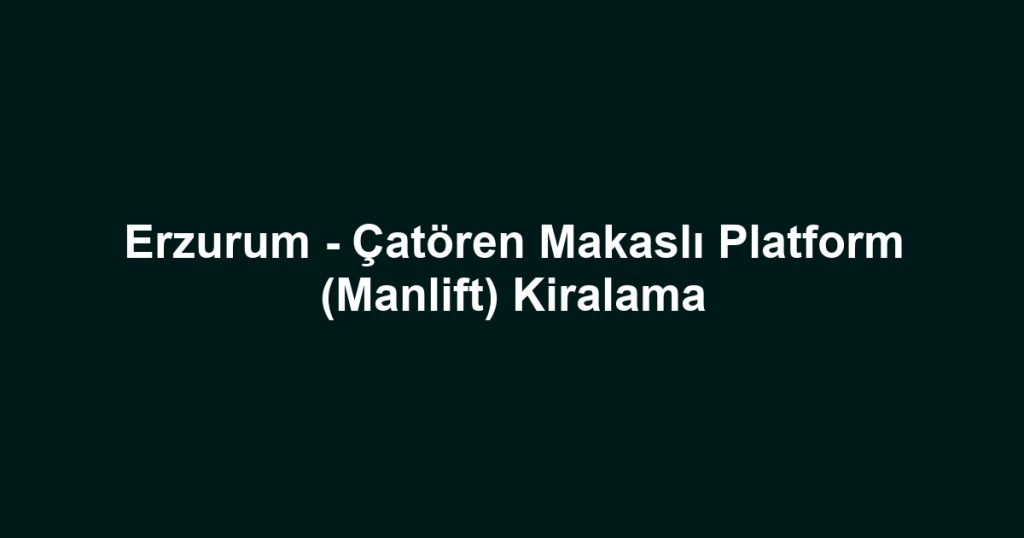 Erzurum - Çatören Makaslı Platform (Manlift) Kiralama