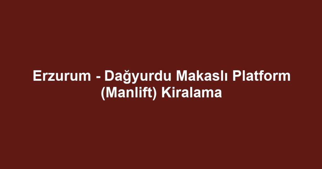 Erzurum - Dağyurdu Makaslı Platform (Manlift) Kiralama