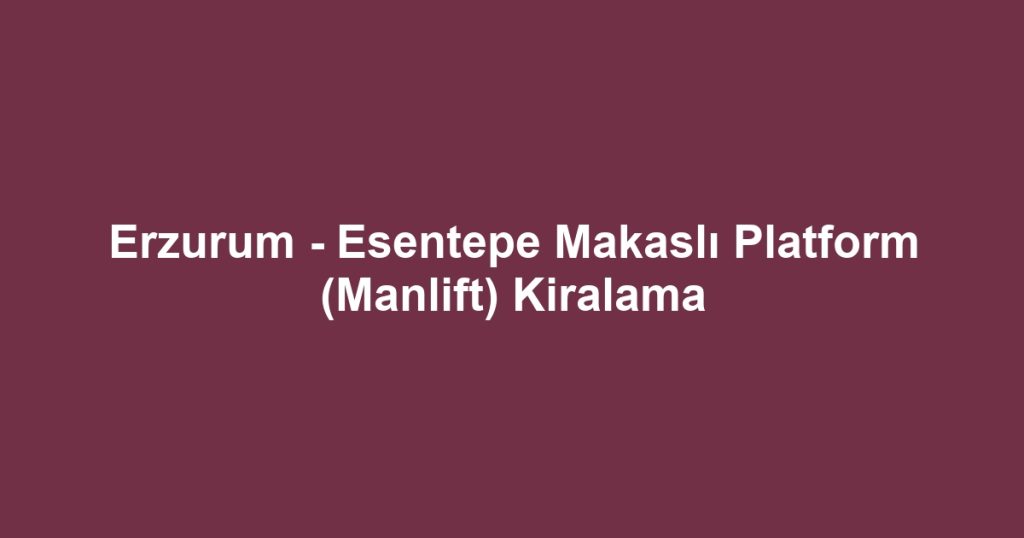 Erzurum - Esentepe Makaslı Platform (Manlift) Kiralama