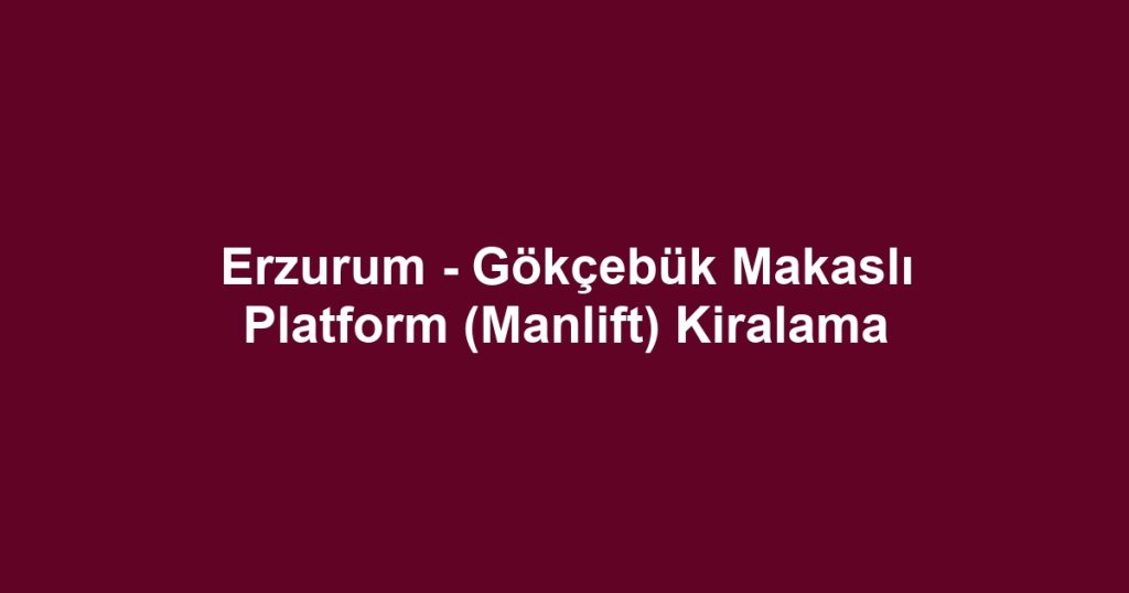Erzurum - Gökçebük Makaslı Platform (Manlift) Kiralama