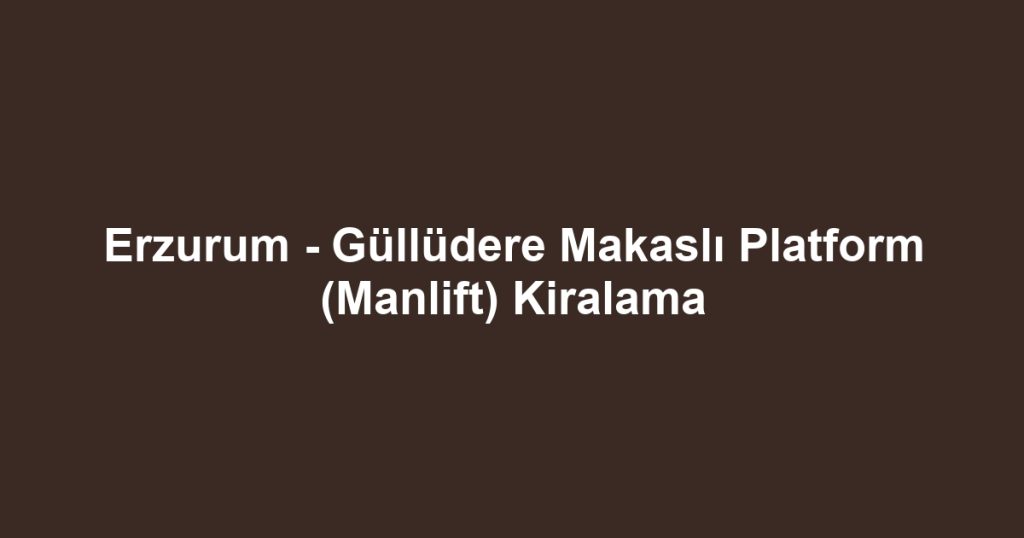 Erzurum - Güllüdere Makaslı Platform (Manlift) Kiralama