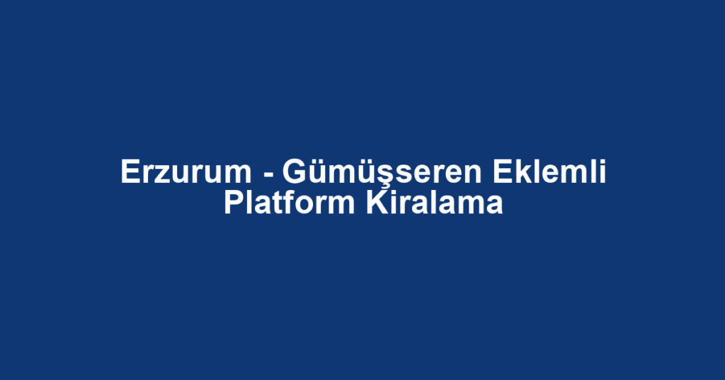 Erzurum - Gümüşseren Eklemli Platform Kiralama