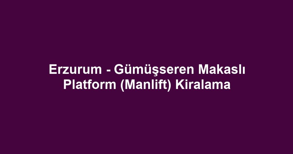 Erzurum - Gümüşseren Makaslı Platform (Manlift) Kiralama