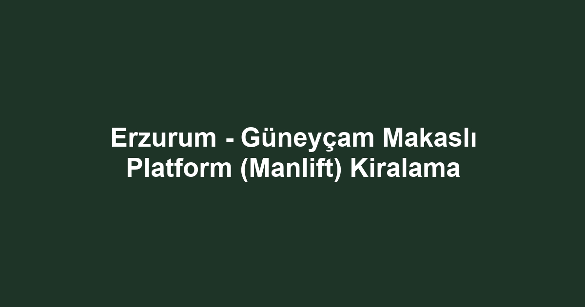 Erzurum - Güneyçam Makaslı Platform (Manlift) Kiralama