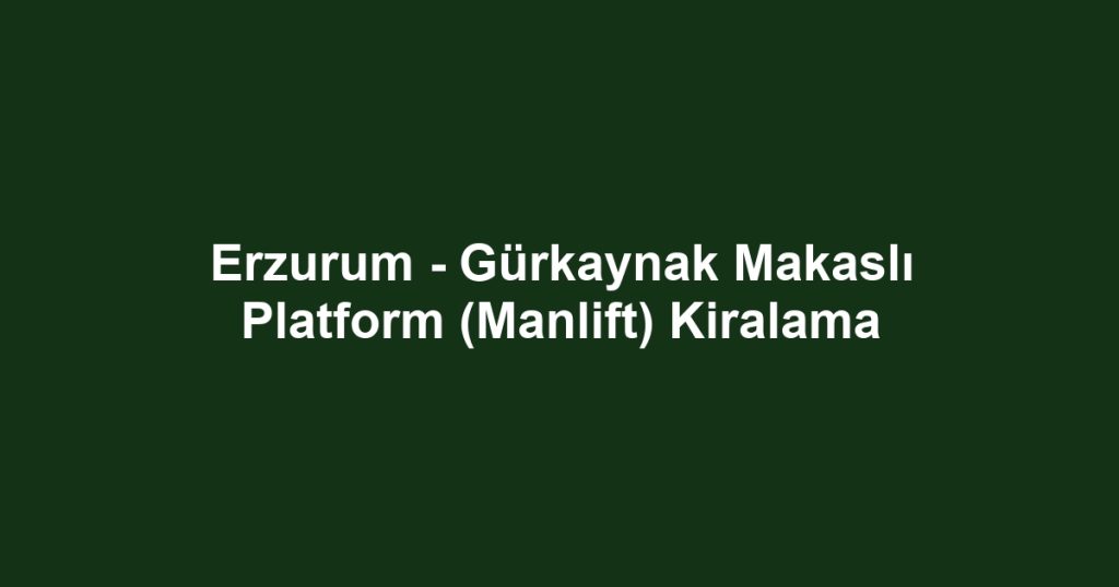 Erzurum - Gürkaynak Makaslı Platform (Manlift) Kiralama