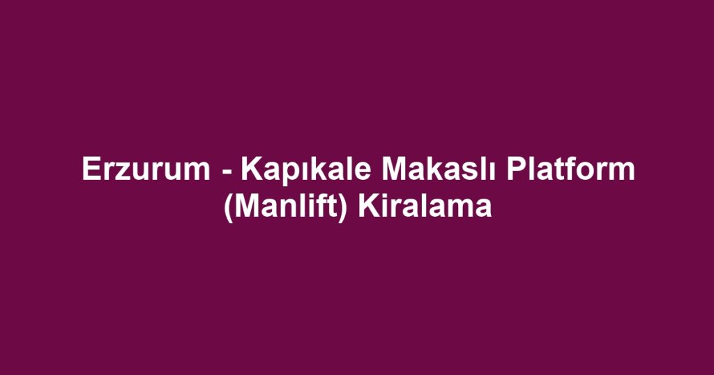Erzurum - Kapıkale Makaslı Platform (Manlift) Kiralama