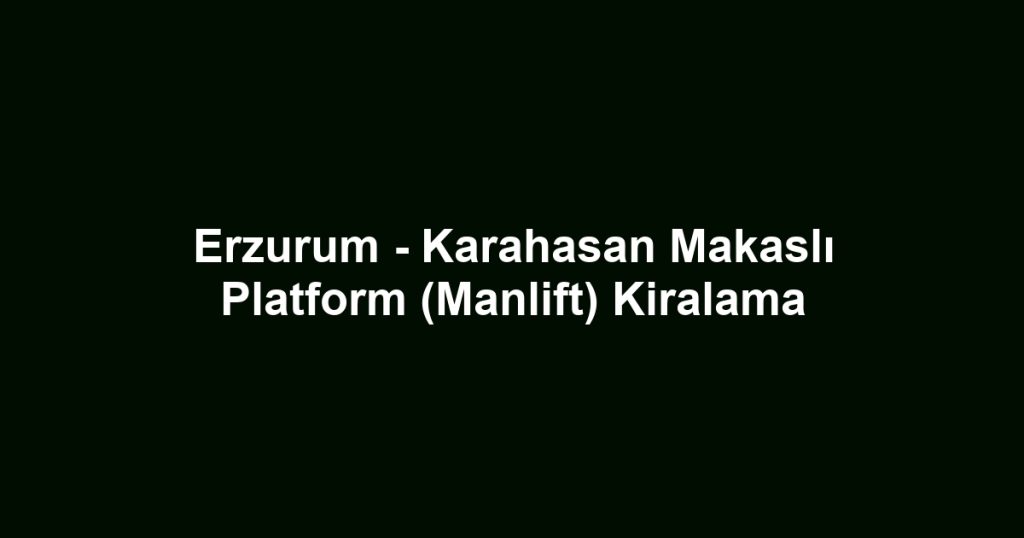 Erzurum - Karahasan Makaslı Platform (Manlift) Kiralama