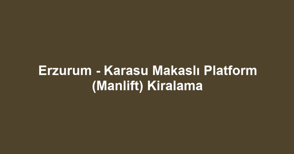 Erzurum - Karasu Makaslı Platform (Manlift) Kiralama