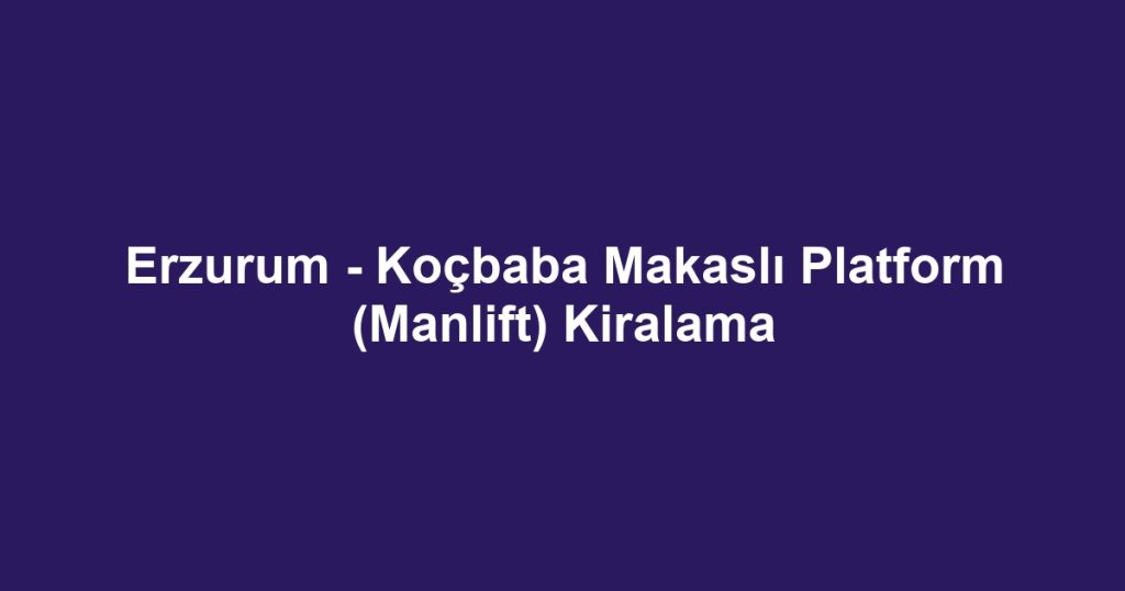 Erzurum - Koçbaba Makaslı Platform (Manlift) Kiralama