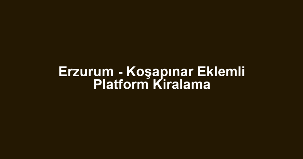 Erzurum - Koşapınar Eklemli Platform Kiralama