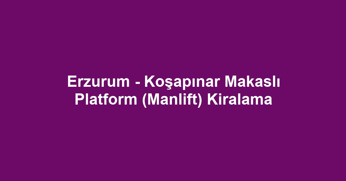 Erzurum - Koşapınar Makaslı Platform (Manlift) Kiralama