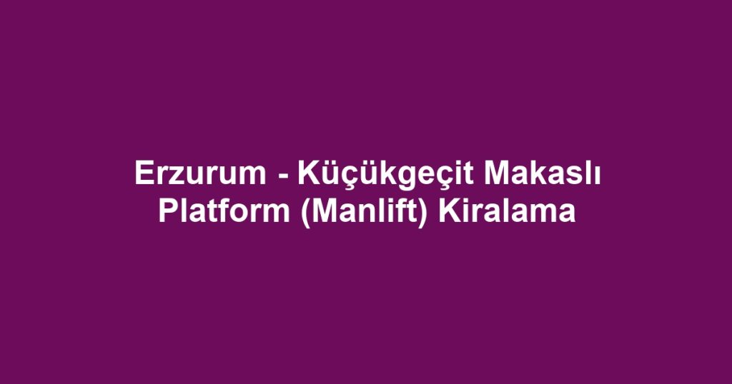 Erzurum - Küçükgeçit Makaslı Platform (Manlift) Kiralama