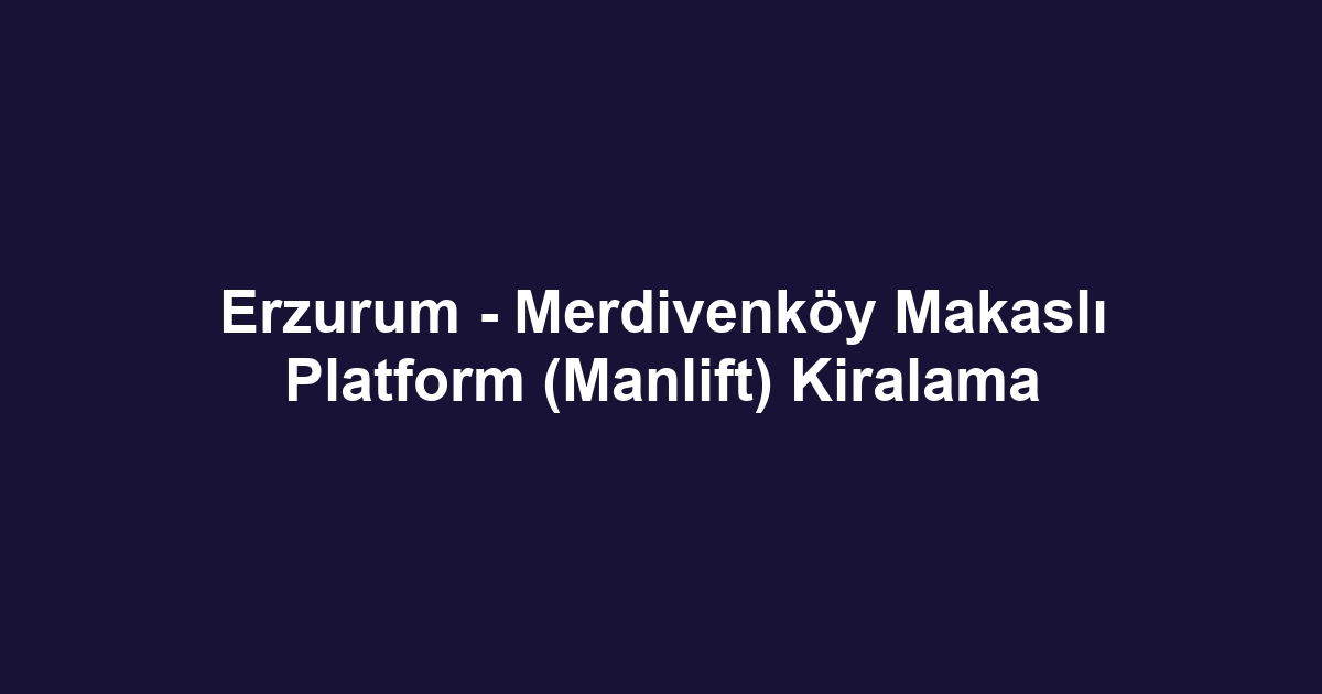Erzurum - Merdivenköy Makaslı Platform (Manlift) Kiralama