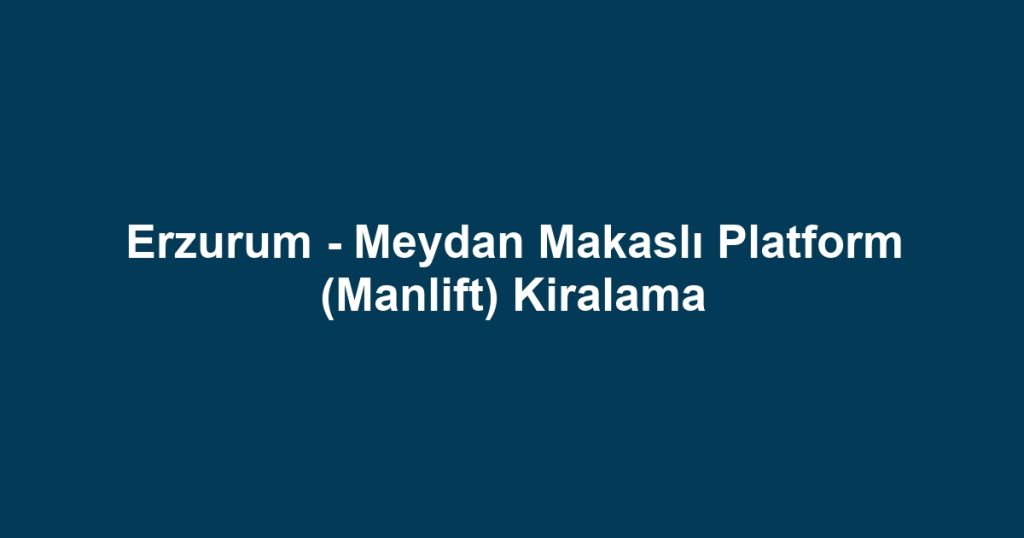 Erzurum - Meydan Makaslı Platform (Manlift) Kiralama