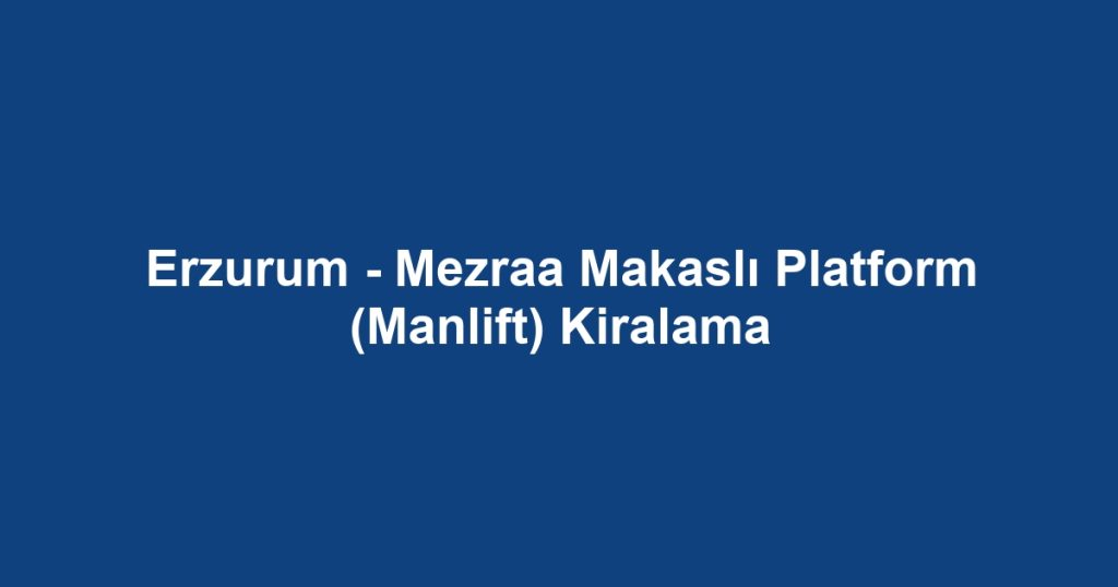 Erzurum - Mezraa Makaslı Platform (Manlift) Kiralama