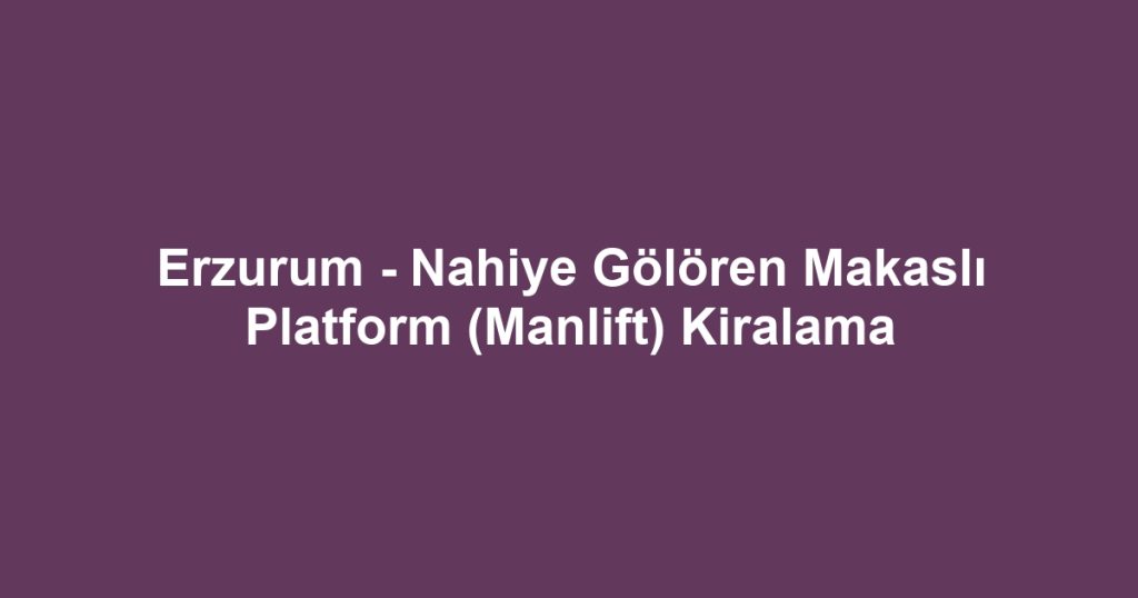 Erzurum - Nahiye Gölören Makaslı Platform (Manlift) Kiralama