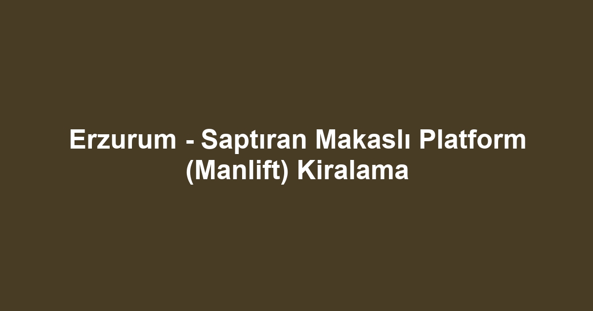 Erzurum - Saptıran Makaslı Platform (Manlift) Kiralama